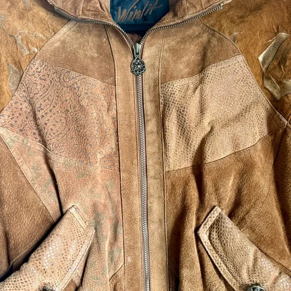 🧥 Wilnit Genuine Leather Patchwork Jacket – Vintage Boho Style 🧥 - Picture 10 of 16